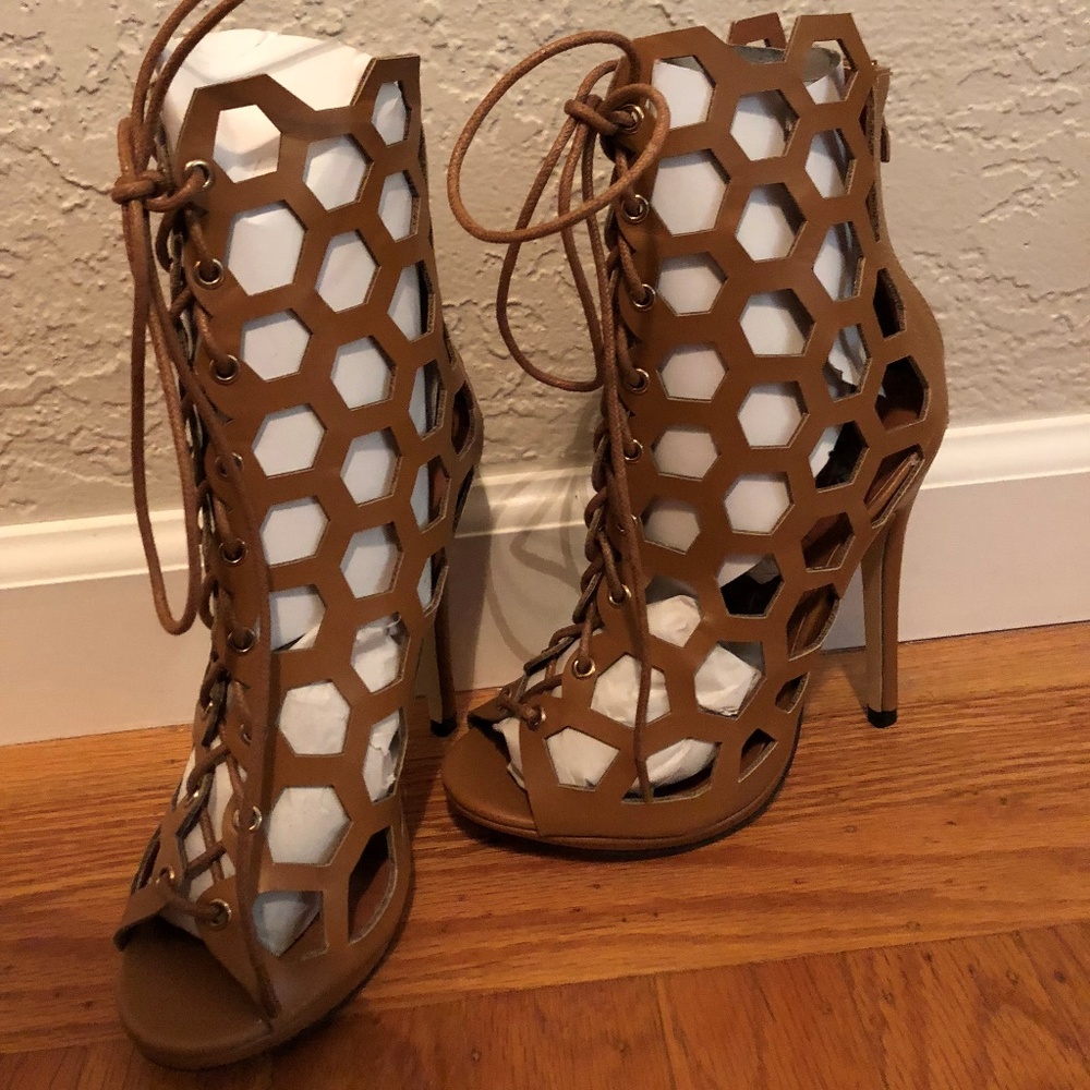 Shop Hope's Lace up, brown sandals